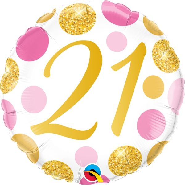 Pink & Gold Foil 21st Helium Birthday Balloons 18 Inches | Party Save Smile
