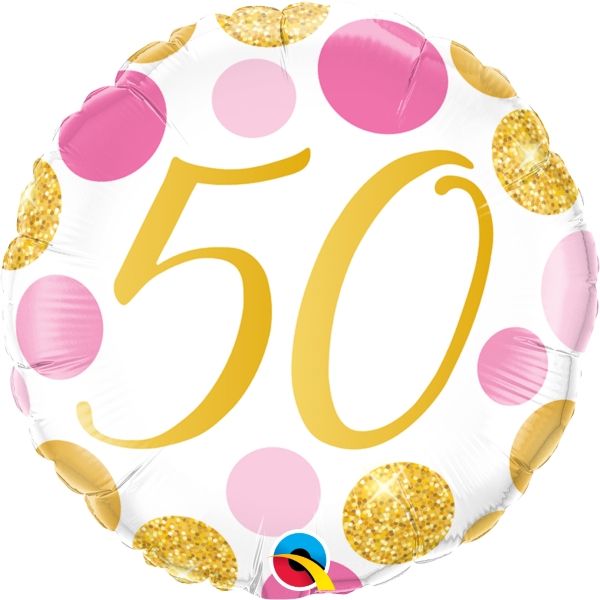 Pink Gold 50th Birthday Foil Balloons 18 inches | Party Save Smile