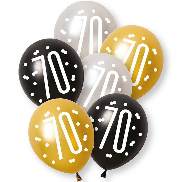 Black Silver 70th Birthday Party Pack: Tableware & Decorations Kit - Party Save Smile