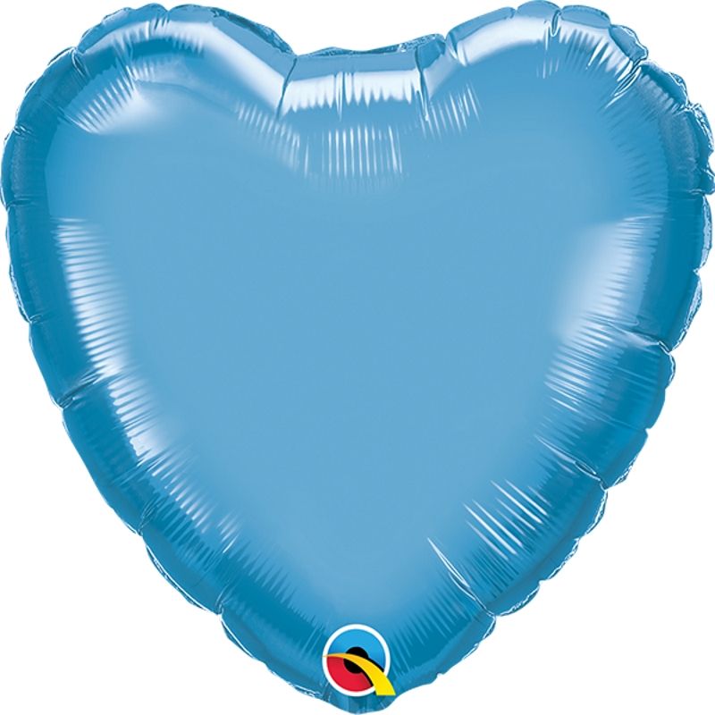 Chrome Blue Heart Foil Balloon Qualatex 18 Inch | Party Save Smile