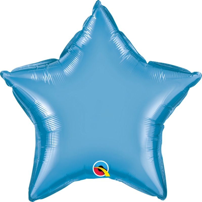Qualatex Chrome Blue Star Foil Balloon 20 inches | Party Save Smile