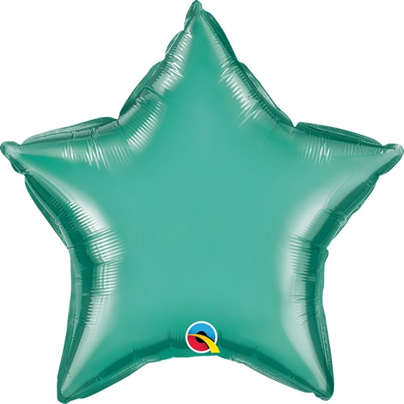 Chrome Green Star Foil Balloons 20 inch Qualatex | Party Save Smile