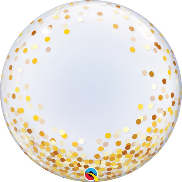 Gold Confetti Dots Qualatex Deco Bubble Party Balloon | Party Save Smile