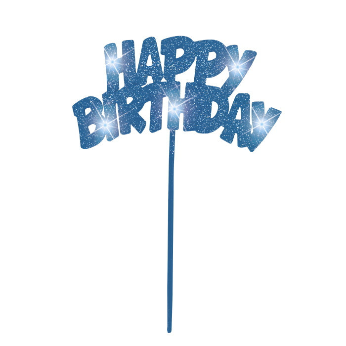 Blue Flashing Happy Birthday Cake Topper | Party Save Smile