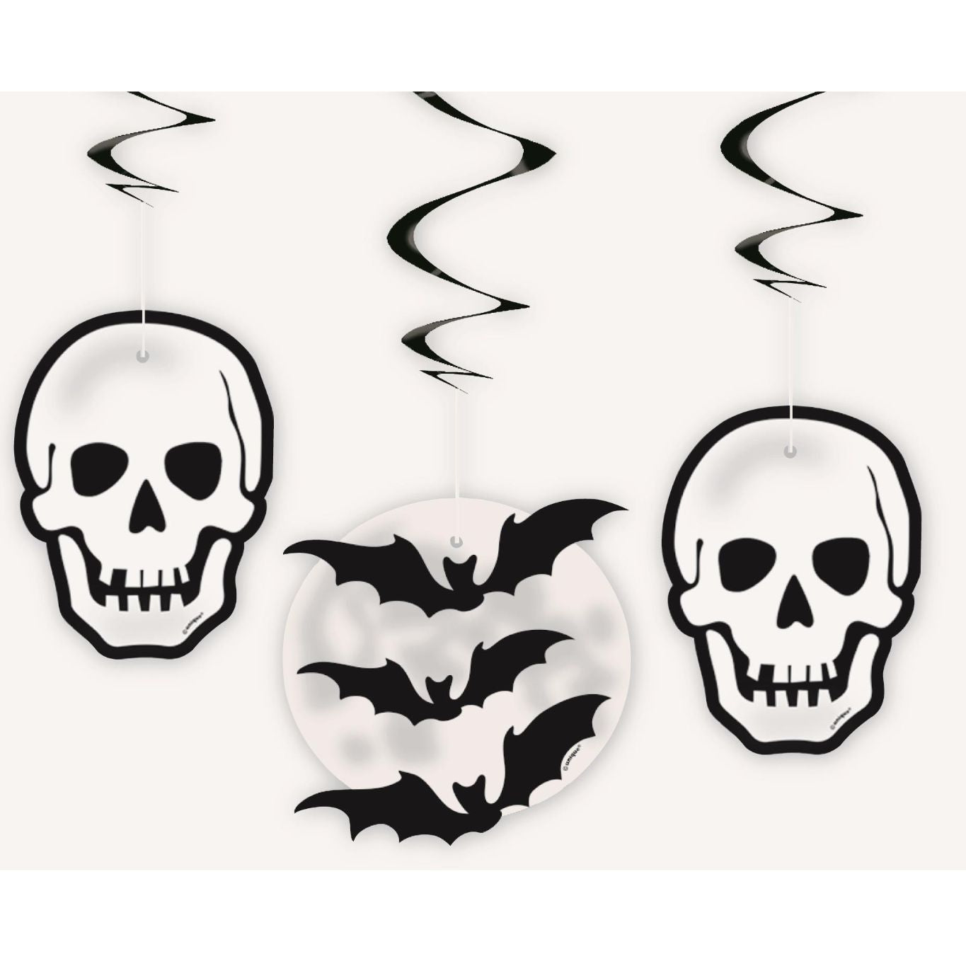Hanging Halloween Decorations Skull and Bat Pack of 3 | Party Save Smile