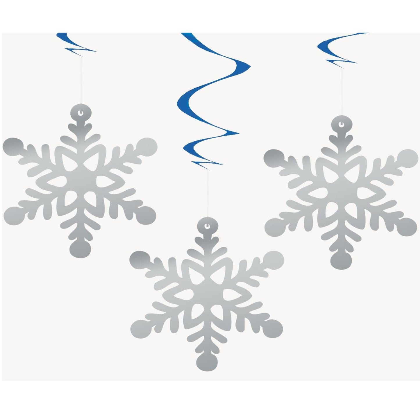 Snowflake Christmas Hanging Swirl Decorations Pack of 3 | Party Save Smile