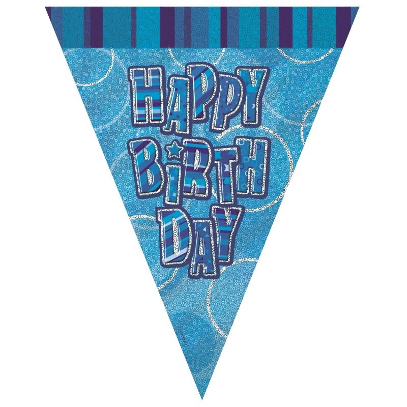 Blue & Silver Birthday Bunting 2.7 Metres | Party Save Smile