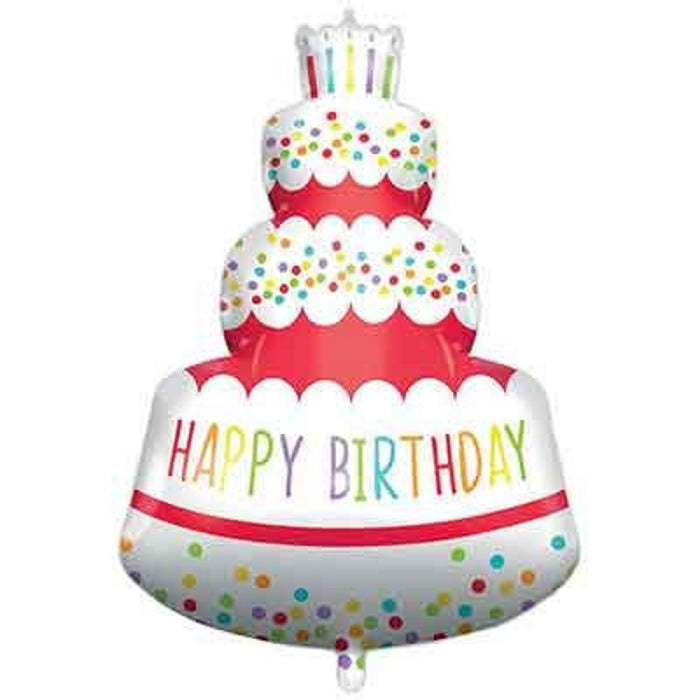 Colourful Happy Birthday Cake Shaped Balloon 37 Inches | Party Save Smile
