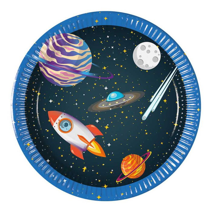 Space Paper Party Plates 20cm Pack of 8 | Party Save Smile