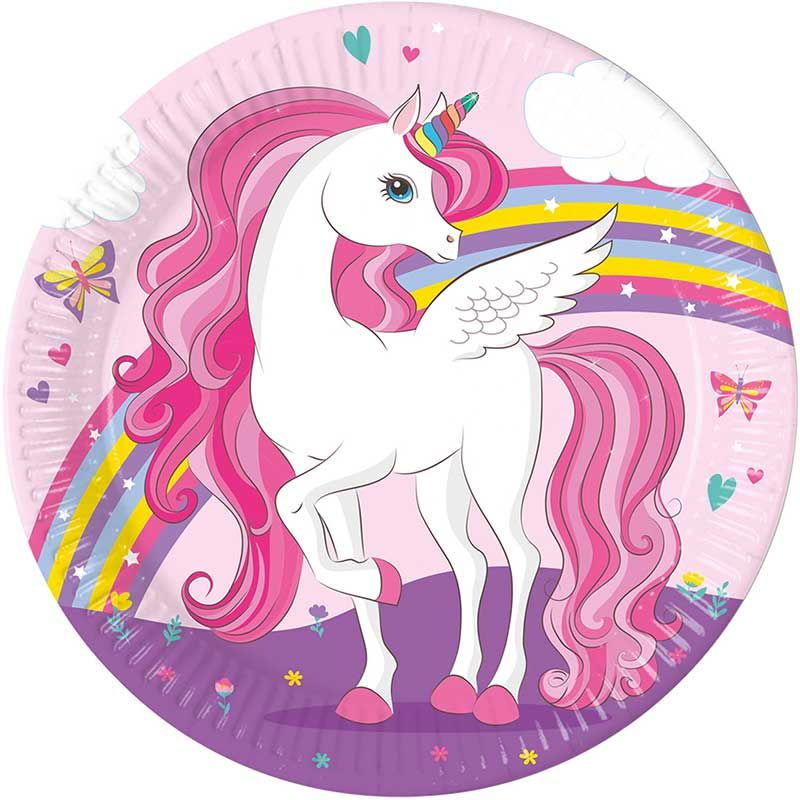 Rainbow Unicorn Paper Plates Pack of 8 | Party Save Smile