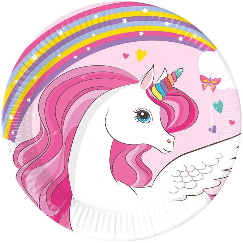 Rainbow Unicorn Cake Plates Pack of 8 | Party Save Smile