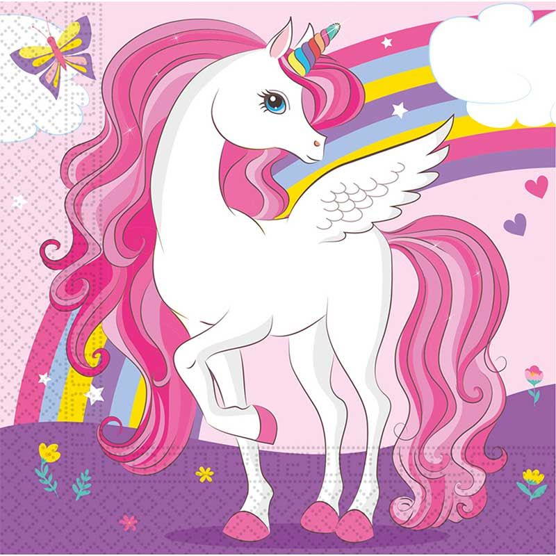 Rainbow Unicorn Party Napkins Pack of 20 | Party Save Smile