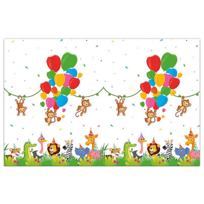 Jungle Animal Plastic Table Cover 120 x 180cm | Party Save Smile