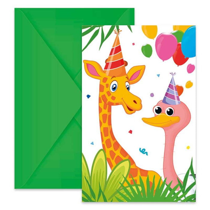 Jungle Animal Party Invitations Pack of 6 Invites | Party Save Smile