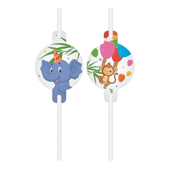 Jungle Animal Paper Straws Pack of 4 | Party Save Smile