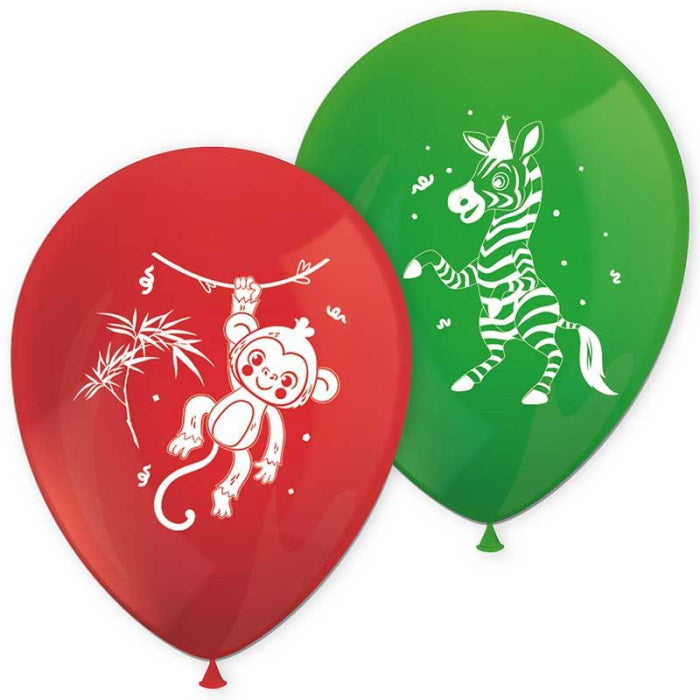 Jungle Animal Latex Balloons Pack of 8 | Party Save Smile