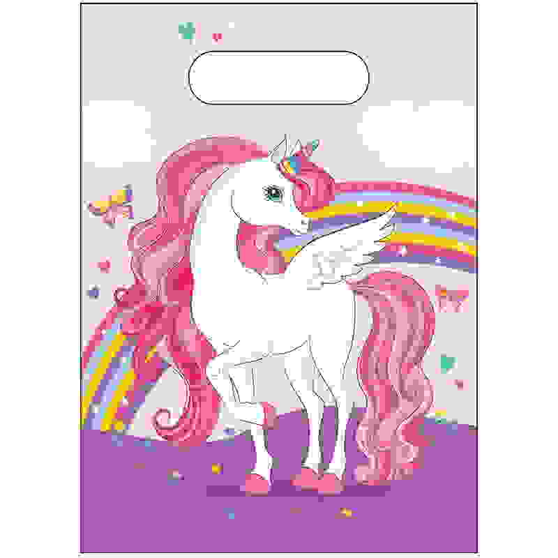 Rainbow Unicorn Party Bags (Plastic) Pack of 6 | Party Save Smile