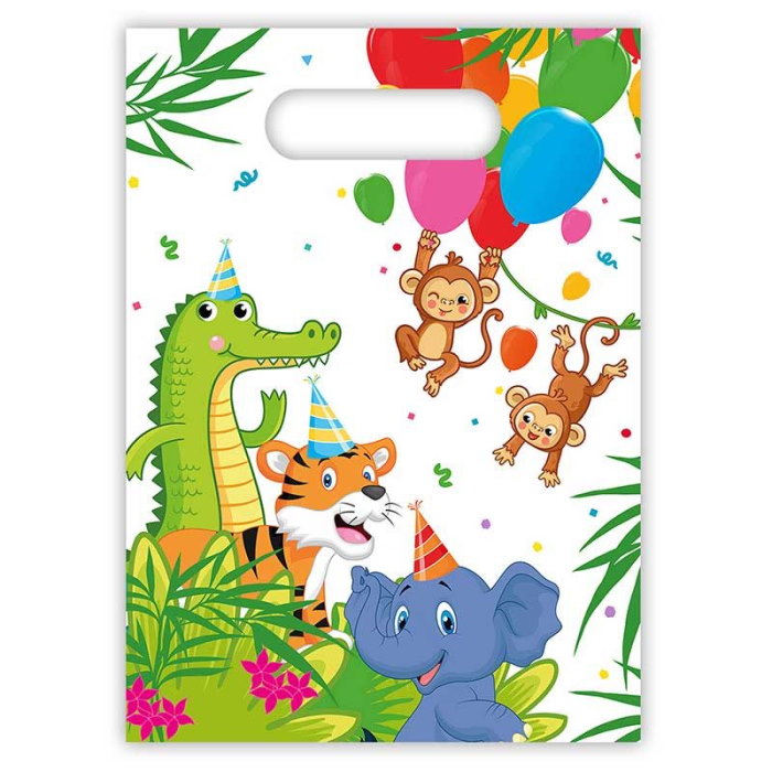 Jungle Animal Party Bags (Plastic) Pack of 6 | Party Save Smile
