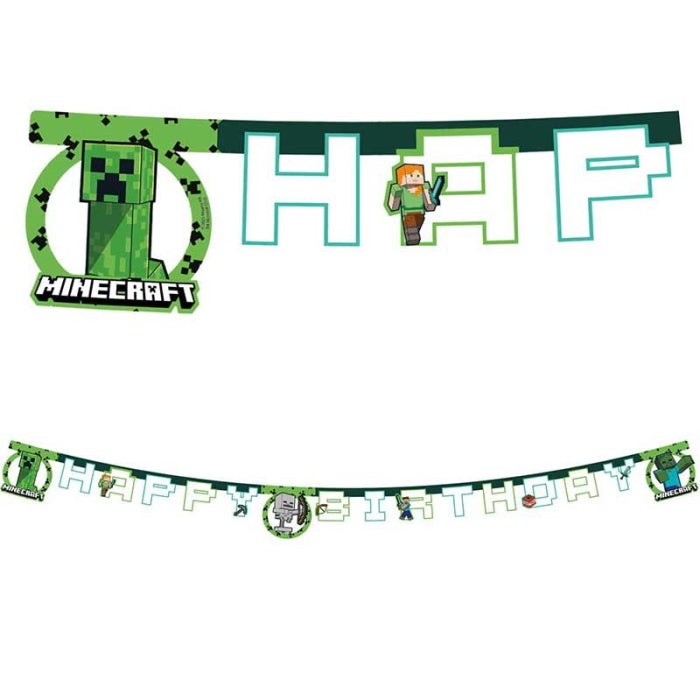 Minecraft Birthday Banner 2 metres | Party Save Smile