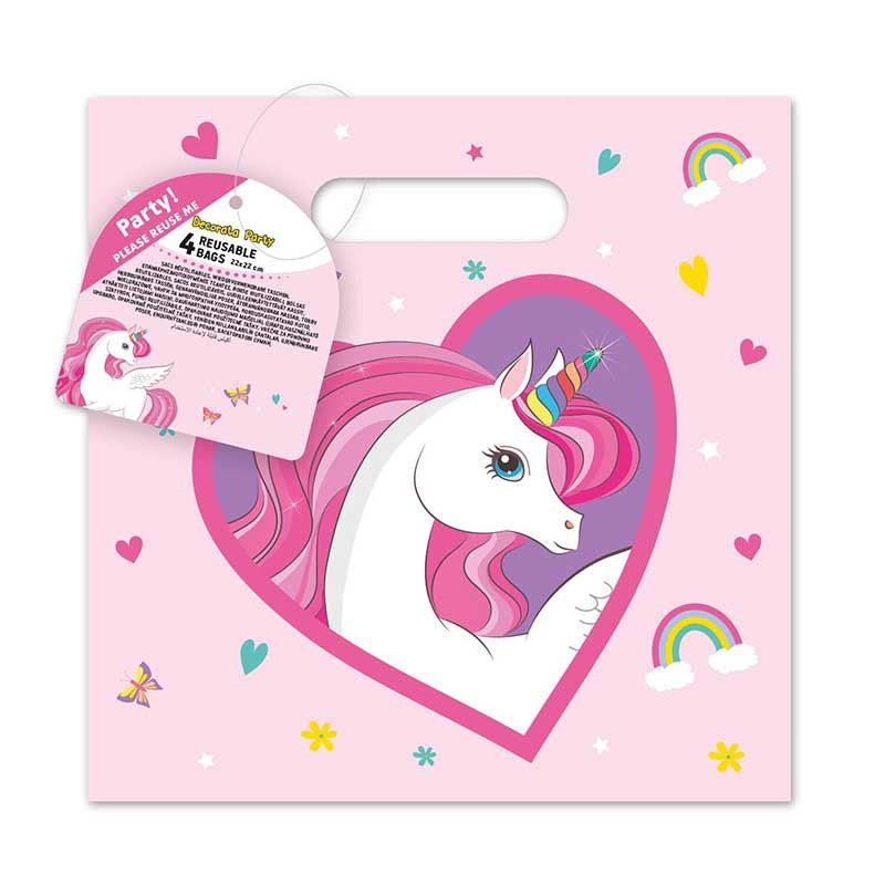 Reusable Rainbow Unicorn Party Bags Pack of 4 | Party Save Smile