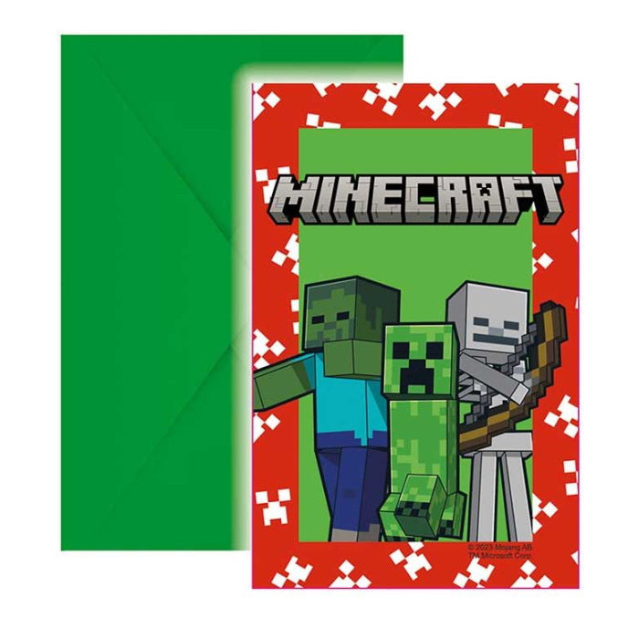 Minecraft Birthday Party Invitations Pack of 6 | Party Save Smile