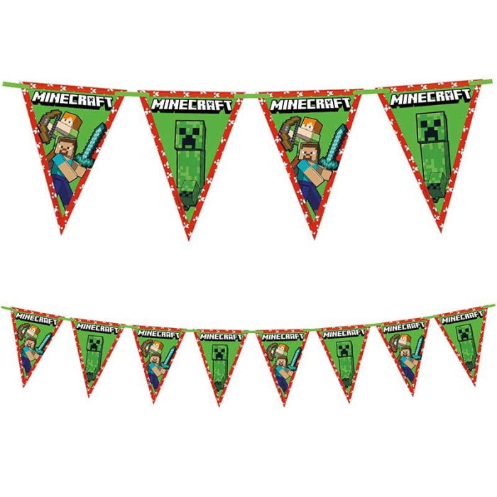 Minecraft Bunting Flag Banner 2.3 metres | Party Save Smile