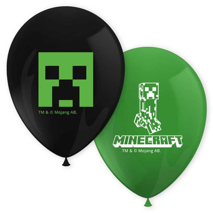 Minecraft Latex Balloons 12 Inch Pack of 8 | Party Save Smile