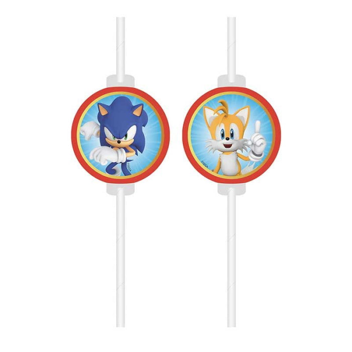 Sonic the Hedgehog Paper Party Straws Pack of 4 | Party Save Smile