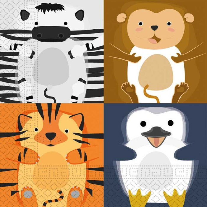 Zoo Animal Napkins Pack of 20 Paper Serviettes | Party Save Smile