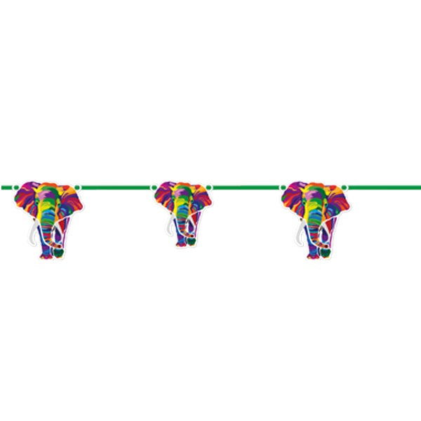 Colourful Elephants Party Ribbon Banner Decoration | Party Save Smile