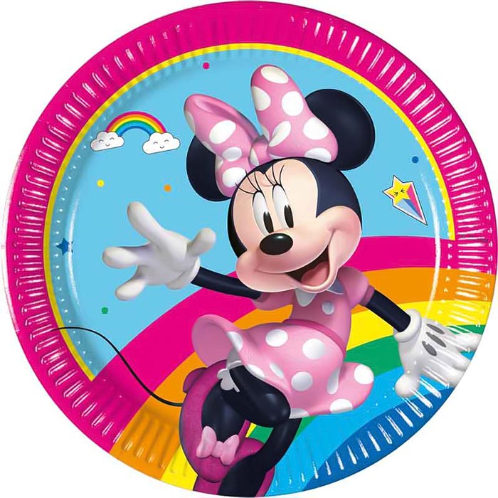 Minnie Mouse Paper Plates 8 Pack 20cm (Rainbow) | Party Save Smile