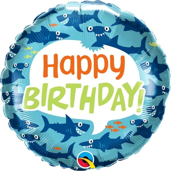 Shark Happy Birthday Foil Balloon 18 Inches | Party Save Smile