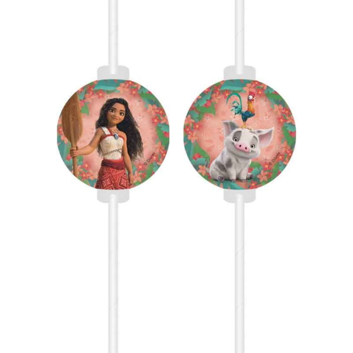 Moana Paper Drinking Straws 4 Pack | Party Save Smile