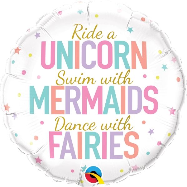 Unicorns Mermaids & Fairies Foil Balloon 18 Inches | Party Save Smile