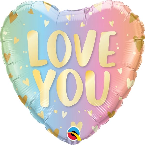 Love You Pastel Ombre Hearts Foil Balloon 18 Inch | Party Save Smile