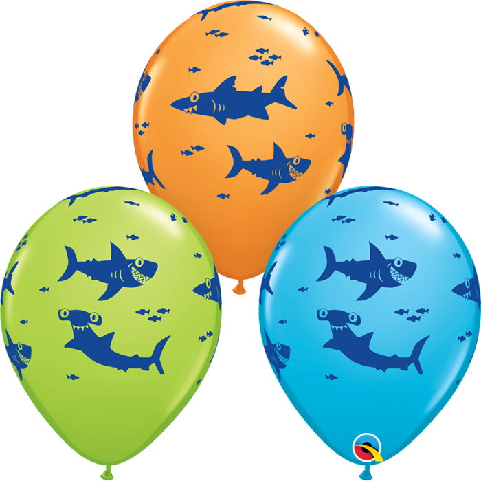 Colourful Shark Latex Balloons 11 Inch Qualatex | Party Save Smile