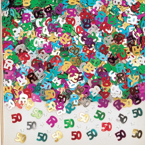 Multicoloured 50th Birthday Confetti 14 grams | Party Save Smile