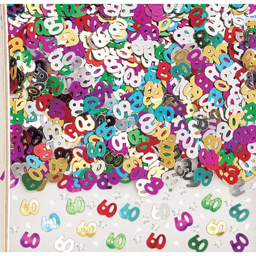 Multicoloured 60 Birthday Table Confetti 14 grams | Party Save Smile