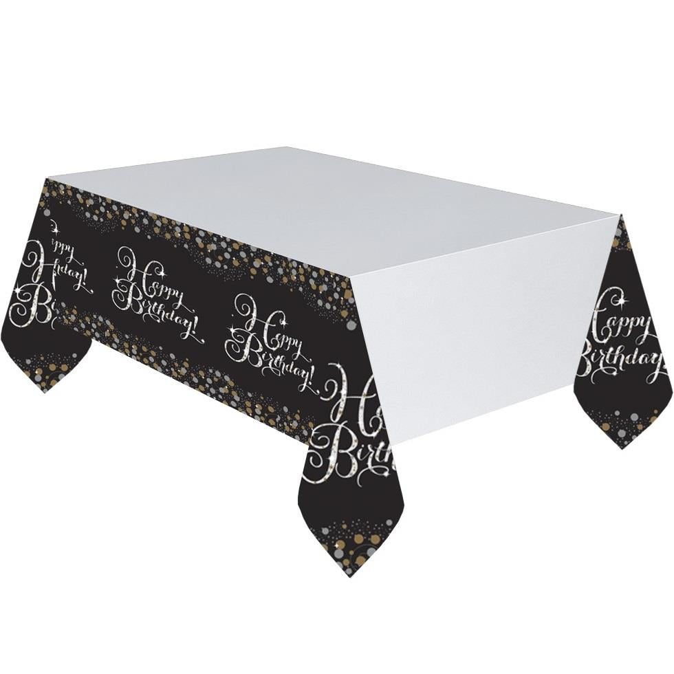 Gold Sparkling Happy Birthday Tablecloth | Party Save Smile