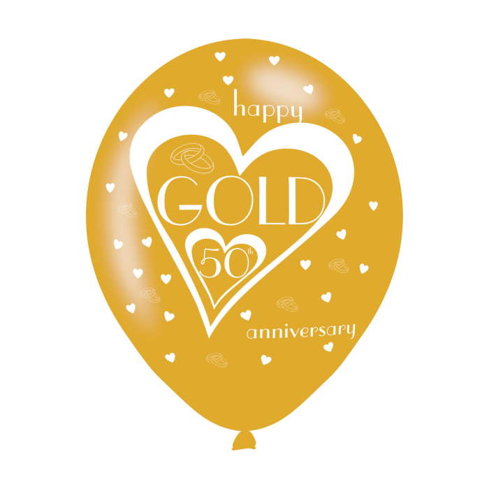 50th Anniversary Latex Balloons Pack of 6 | Party Save Smile
