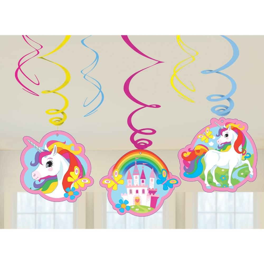 Unicorn Party Hanging Swirls Pack of 6 | Party Save Smile