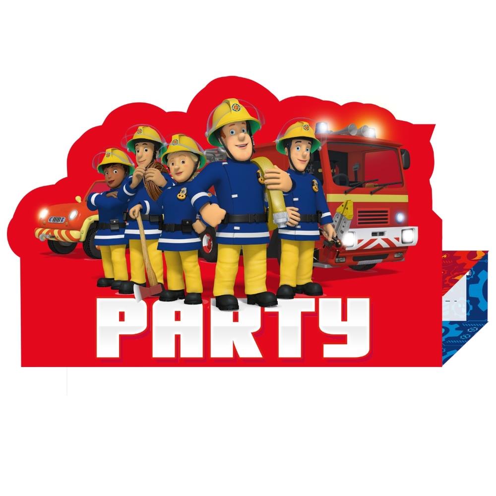 Fireman Sam Birthday Party Invitations Pack of 8 | Party Save Smile