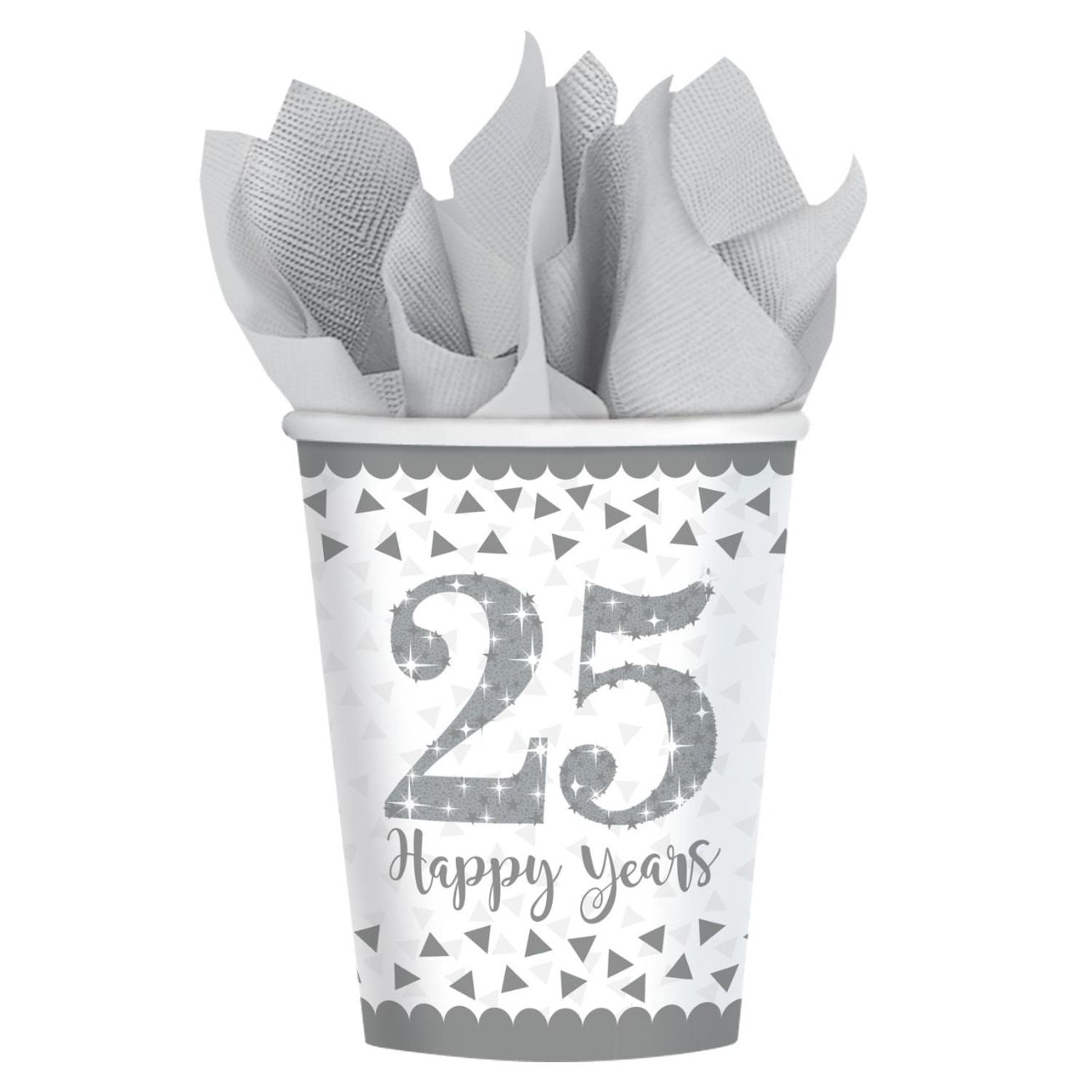 25th Anniversary Paper Cups Pack of 8 | Party Save Smile