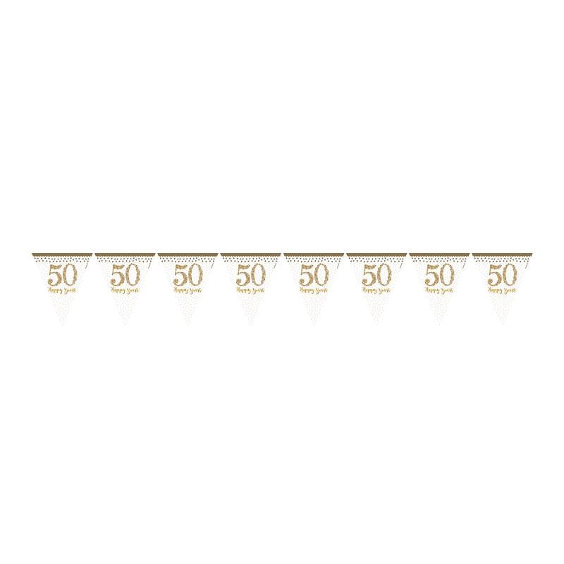 Gold 50th Wedding Anniversary Bunting Flags | Party Save Smile