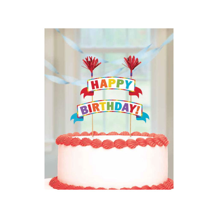 Rainbow Happy Birthday Cake Topper Decoration 23cm | Party Save Smile