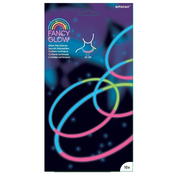 Fancy Glow Sticks: Glow in the Dark Necklace 10 Pack | Party Save Smile