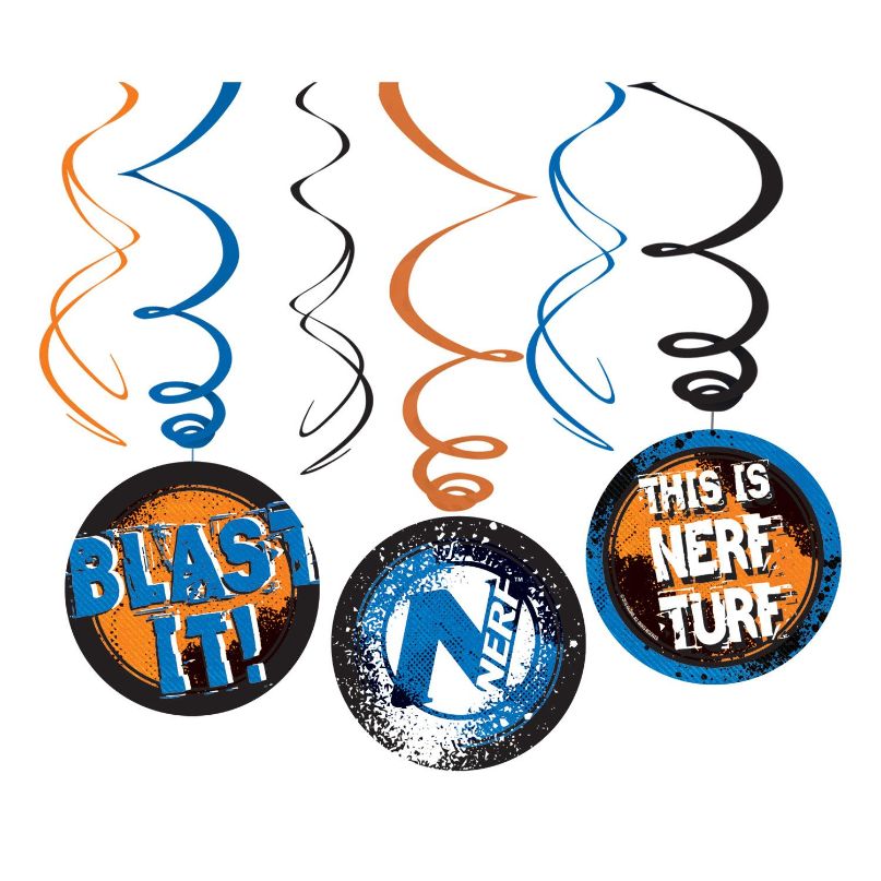 Nerf Party Hanging Decorations Pack of 12 | Party Save Smile
