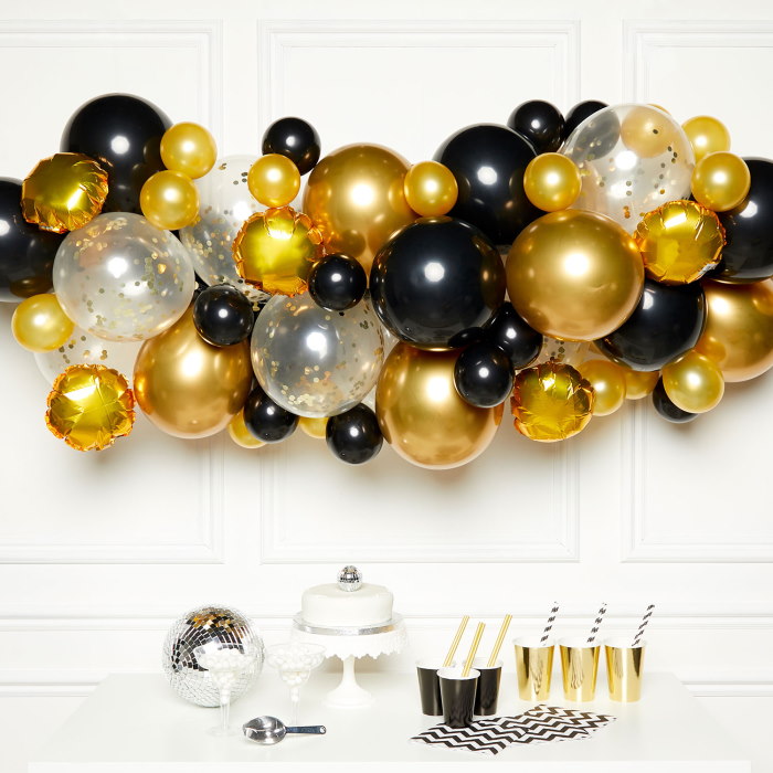 Black and Gold Balloon Garland Kit | Party Save Smile