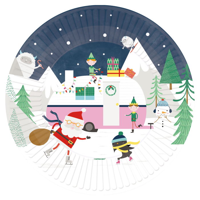 Christmas Caravan Party Plates 23cm Pack of 8 | Party Save Smile