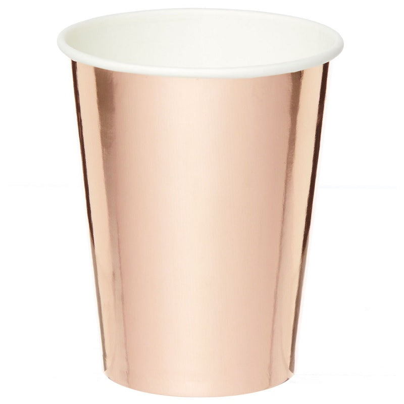 Rose Gold Metallic Foil Party Cups Pack of 8 | Party Save Smile